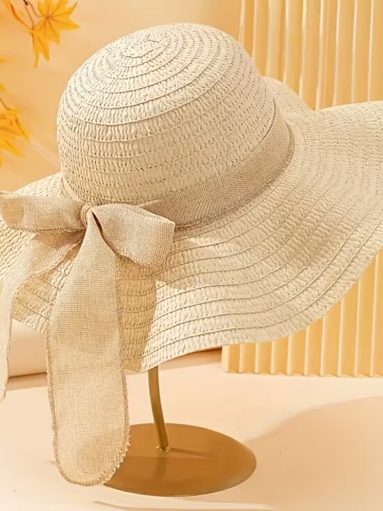 Boutique Accessories - Sun Hat Elegant Wavy Edge Bow Small Light Natural Beach Pool Vaca NWT HT25